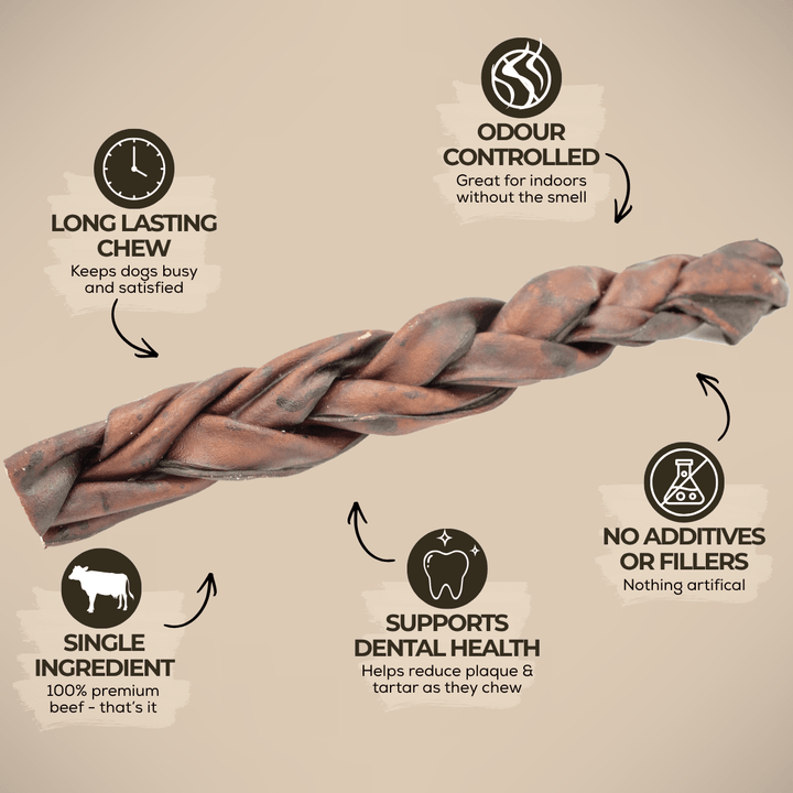 10-12 Inch Braided Collagen Stick - K&J Custom Dog Crates