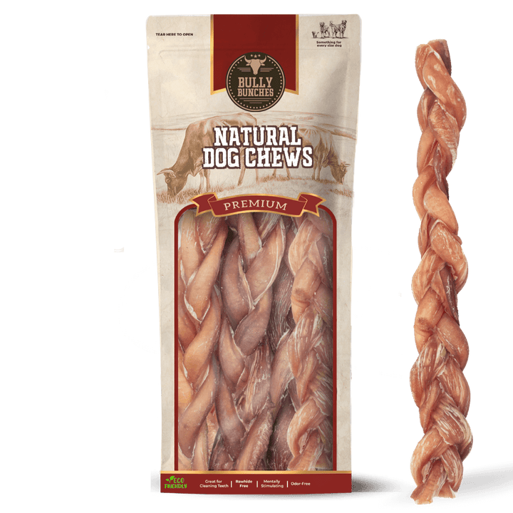 12 Inch Thick Braided Bully Stick - K&J Custom Dog Crates