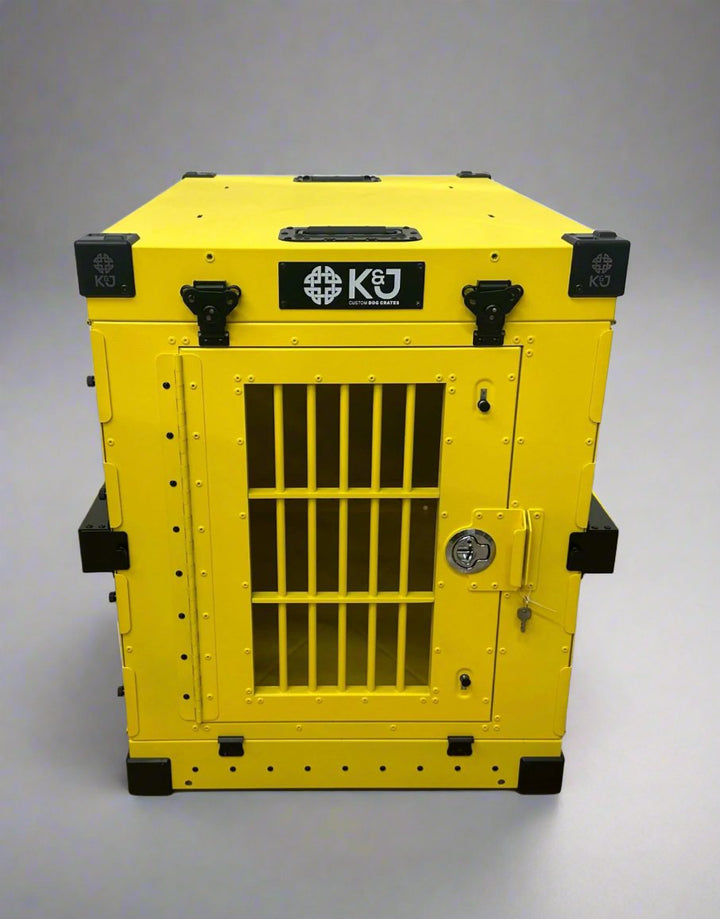 Yellow dog crate