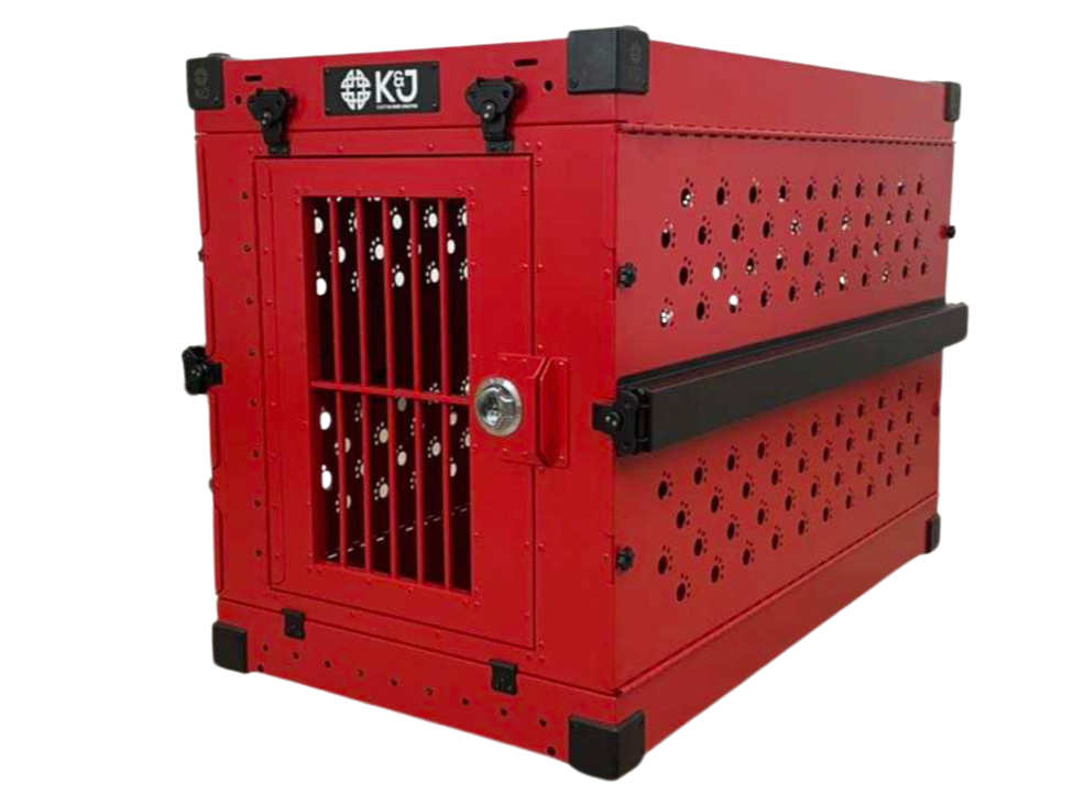 Collapsible Dog Crate, Red, Front