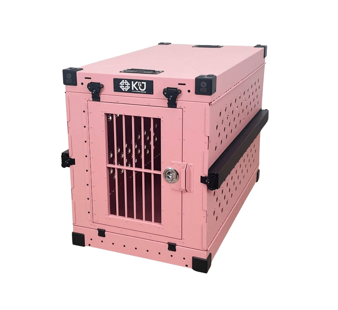 Collapsible Dog Crate, Pink, Front